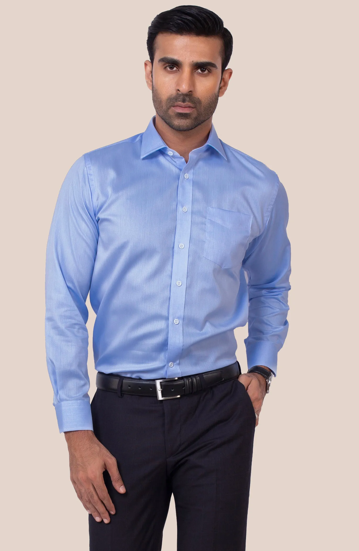Sky Blue Striped Arrow Dobby Shirt