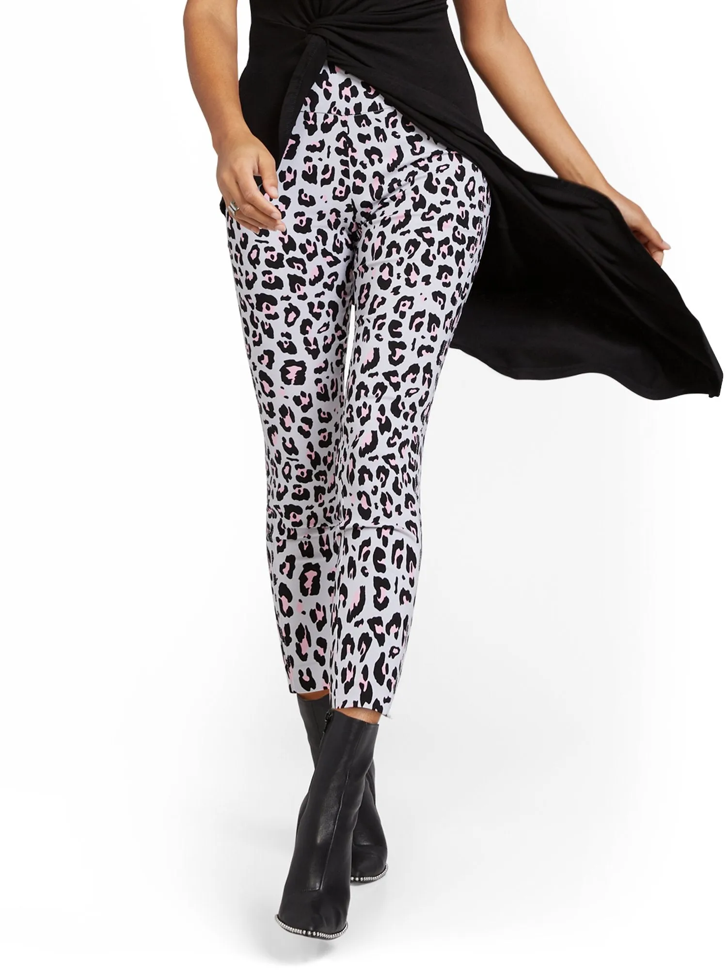 Tall Whitney High-Waisted Pull-On Slim-Leg Ankle Pant - Animal Print